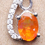 Silberanhänger mit orangefarbenem Opal und Zirkonen Ag 925 020065 OROP