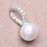 Silberanhänger mit weißer Perle und Zirkonen Ag 925 015666 WP