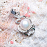 Silberanhänger mit weißer Perle und Zirkonen Ag 925 09711 WP