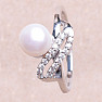 Silberring mit weißer Perle und Zirkonen Ag 925 017135 WP
