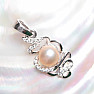 Silberanhänger mit rosa Perle und Zirkonen Ag 925 09711 PP