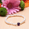 Damen Perlenarmband weiße Perle mit Amethyst 5 mm