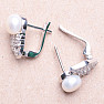 Silberohrringe mit weißer Perle und Zirkonen Ag 925 08428 WP