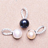 Silberanhänger mit weißer Perle und Zirkonen Ag 925 015666 WP