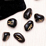 Set aus Runensteinen aus schwarzem Achat