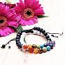 Schwarz-weißes Chakra-Armband-Set mit Shamballa-Verschluss