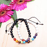 Schwarz-weißes Chakra-Armband-Set mit Shamballa-Verschluss