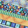 Segeltuchtasche Ethno-Motiv blau 10x14 cm