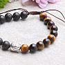 Tigerauge und Sandelholz-Buddha-Armband mit Shamballa-Verschluss