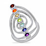 Chakra-Ring gerade Linie mit Spirale Rhodiumsilber Ag 925