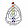 Chakra-Ring gerade Linie mit Spirale Rhodiumsilber Ag 925