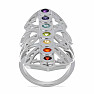 Chakra-Ring gerade Linie verziert mit Rhodiumsilber Ag 925