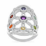 Chakra-Ring florales Mandala Rhodiumsilber Ag 925