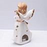 Kerzenhalter aus Porzellan für Teelichter Weißer Engel mit Flöte 22 cm