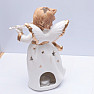Kerzenhalter aus Porzellan für Teelichter Engel weiß mit Geige 22 cm