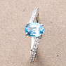 Silberring mit Swiss Blue Topas und Zirkonen Ag 925 017195 SBT