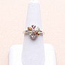 Ring Silber Flower mit geschliffenen mehrfarbigen Turmalinen und Zirkon Ag 925 015216 MT