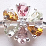 Ring Silber Flower mit geschliffenen mehrfarbigen Turmalinen und Zirkon Ag 925 015216 MT