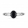 Silberring mit geschliffenem schwarzem Saphir und großen Zirkonen Ag 925 012108 BLS
