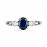 Silberring mit geschliffenem blauen Saphir und großen Zirkonen Ag 925 012108 BS