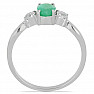 Silberring mit geschliffenem Smaragd und Zirkonen Ag 925 012108 EM