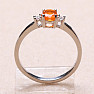 Silberring mit orangefarbenem Opal und Zirkonen Ag 925 015001 OROP