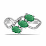 Silberring mit geschliffenen Smaragden und Zirkonen Ag 925 016803 EM