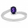 Silberring mit afrikanischem Amethyst und Zirkonen Ag 925 017195 AFAM