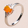 Silberring mit orangefarbenem Opal und Zirkonen Ag 925 026295 OROP