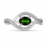 Silberring mit poliertem Chromdiopsid und Zirkonen Ag 925 029337 DIO