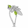 Silberring mit geschliffenem Olivin und Zirkonen Ag 925 065681 PD