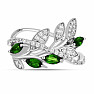 Silberring mit poliertem Chromdiopsid und Zirkonen Ag 925 065681 DIO