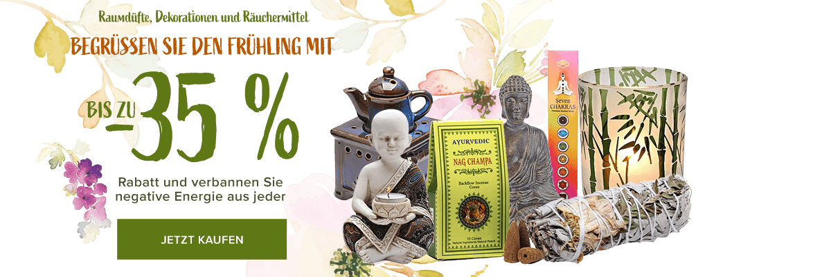 bis 35 % Rabatt auf Wohndekorationen, Räucherstäbchen, Esoterik, alles für Chakren und viele andere Produkte